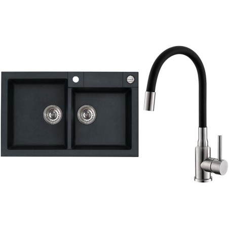 Set Alveus (dřez Rock 90 Black 91 + baterie Mintas Černá/Kartáčovaná ocel) Set Alveus (dřez Rock 90 Black 91 + baterie Mintas Černá/Kartáčovaná ocel)