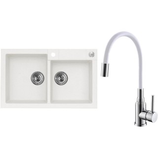 Set Alveus (dřez Rock 90 White 11 + baterie Mintas Bílá/Chrom)