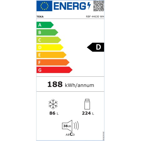 Volně stojící chladnička s mrazničkou Teka RBF 44630 BK Černá Volně stojící chladnička s mrazničkou Teka RBF 44630 BK Černá