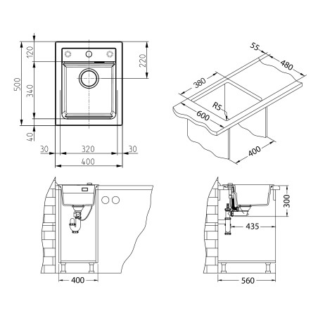 Kuchyňský dřez Alveus Atrox 10 QC Stone A80