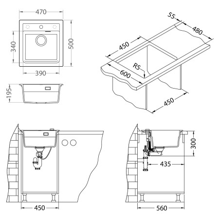 Kuchyňský dřez Alveus Atrox 20 Black Edition Deep Black A90
