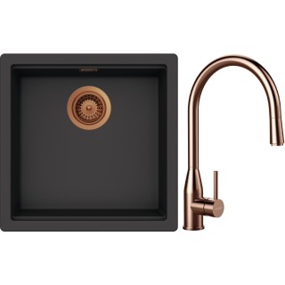 Set Schock S31-9 (dřez Kiruna N-100 Dusk + baterie Kavus.120 Copper brushed + komponenty Copper...