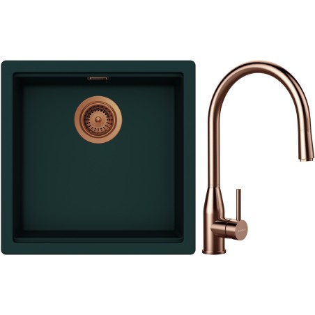Set Schock S31-9 (dřez Kiruna N-100 Ivy + baterie Kavus.120 Copper brushed)