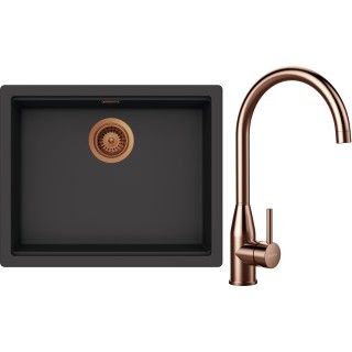 Set Schock S32-4 (dřez Kiruna N-100L Dusk + baterie Kavus Copper brushed + komponenty Copper...