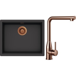 Set Schock S32-14 (dřez Kiruna N-100L Dusk + baterie Keto Copper brushed + komponenty Copper...