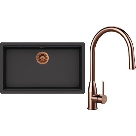 Set Schock S33-9 (dřez Kiruna N-100XL Dusk + baterie Kavus.120 Copper brushed)