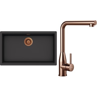 Set Schock S33-14 (dřez Kiruna N-100XL Dusk + baterie Keto Copper brushed + komponenty Copper...