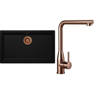 Set Schock S33-14 (dřez Kiruna N-100XL Night + baterie Keto Copper brushed + komponenty Copper...