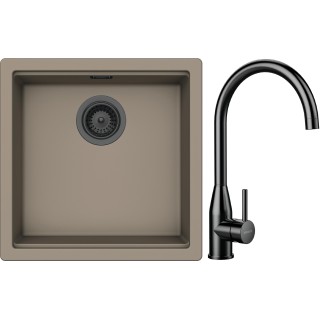 Set Schock S31-5 (dřez Kiruna N-100 Twilight + baterie Kavus Gunmetal brushed + komponenty...