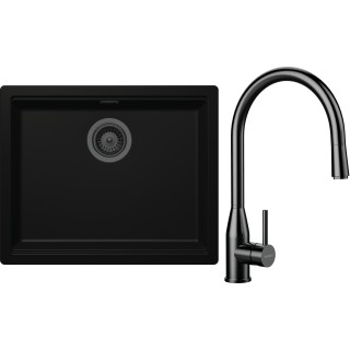 Set Schock S32-10 (dřez Kiruna N-100L Night + baterie Kavus.120 Gunmetal brushed + komponenty...