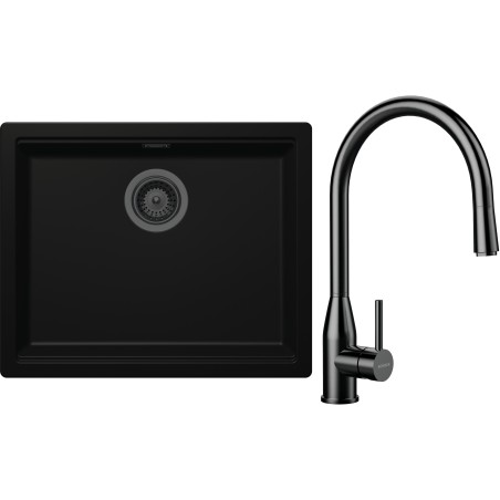 Set Schock S32-10 (dřez Kiruna N-100L Night + baterie Kavus.120 Gunmetal brushed)