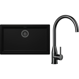 Set Schock S33-5 (dřez Kiruna N-100XL Night + baterie Kavus Gunmetal brushed + komponenty...