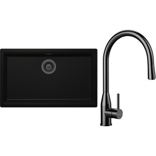 Set Schock S33-10 (dřez Kiruna N-100XL Night + baterie Kavus.120 Gunmetal brushed + komponenty...