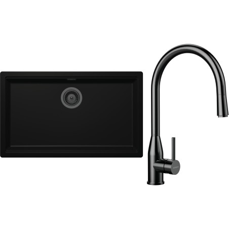 Set Schock S33-10 (dřez Kiruna N-100XL Night + baterie Kavus.120 Gunmetal brushed)