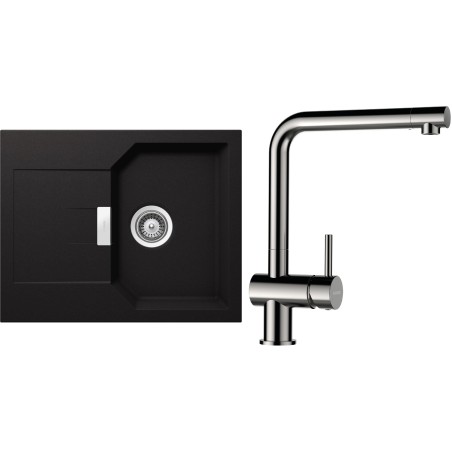 Set Schock S18-5 (dřez Manhattan D-100XS Nero + baterie Epos Nerezový vzhled)