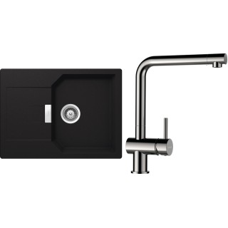 Set Schock S19-5 (dřez Manhattan D-100S Onyx + baterie Epos Nerezový vzhled)