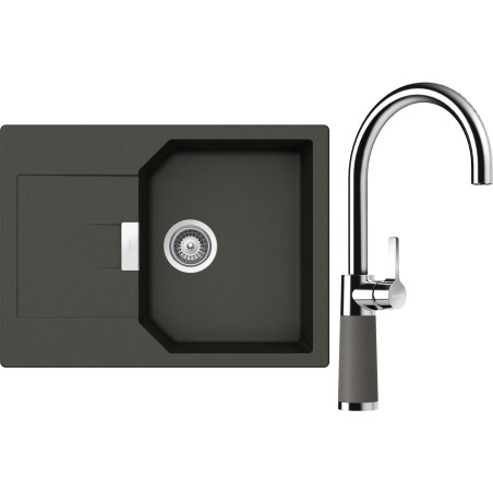 Set Schock S19-8 (dřez Manhattan D-100S Asphalt + baterie SC-520 Asphalt)