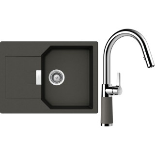 Set Schock S19-9 (dřez Manhattan D-100S Asphalt + baterie SC-520.120 Asphalt)