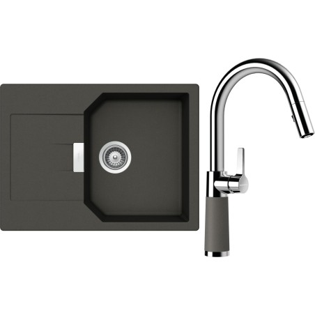 Set Schock S19-9 (dřez Manhattan D-100S Asphalt + baterie SC-520.120 Asphalt)