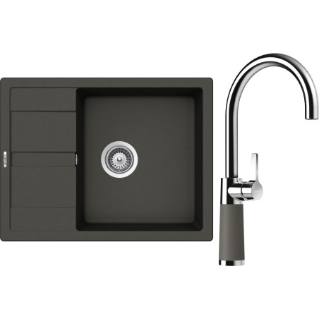 Set Schock S20-8 (dřez Manhattan D-100 Asphalt + baterie SC-520 Asphalt)