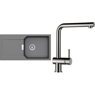 Set Schock S21-5 (dřez Manhattan D-100L Croma + baterie Epos Nerezový vzhled)