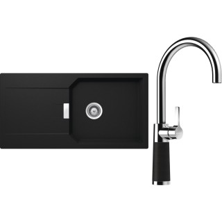 Set Schock S21-8 (dřez Manhattan D-100L Onyx + baterie SC-520 Onyx)