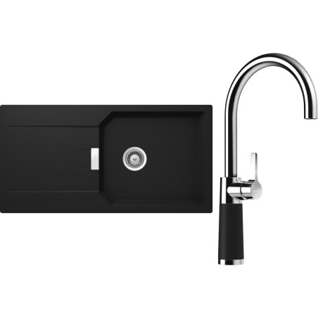 Set Schock S21-8 (dřez Manhattan D-100L Onyx + baterie SC-520 Onyx)