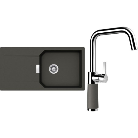 Set Schock S21-10 (dřez Manhattan D-100L Asphalt + baterie SC-530 Asphalt)