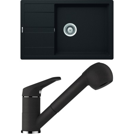 Set Schock S22-2 (dřez Manhattan D-100LS Onyx + baterie Cosmo.120 Onyx)