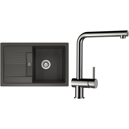 Set Schock S30-5 (dřez Lima D-100S Asphalt + baterie Epos Nerezový vzhled)