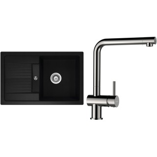 Set Schock S30-5 (dřez Lima D-100S Nero + baterie Epos Nerezový vzhled)