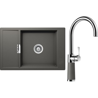 Set Schock S4-6 (dřez Mono D-100XS Silverstone + baterie SC-520 Silverstone)