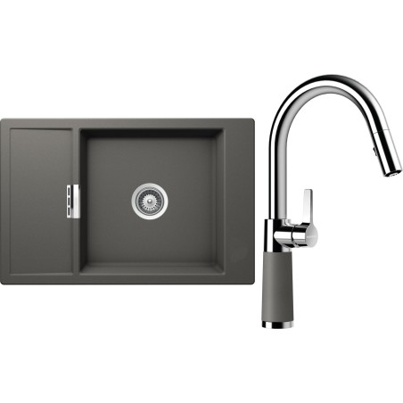 Set Schock S4-7 (dřez Mono D-100XS Silverstone + baterie SC-520.120 Silverstone)