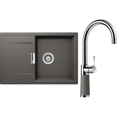 Set Schock S6-6 (dřez Mono D-100 Silverstone + baterie SC-520 Silverstone)