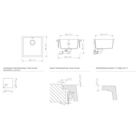 Kuchyňský dřez Schock Kaia N-100 Stone, montáž do roviny