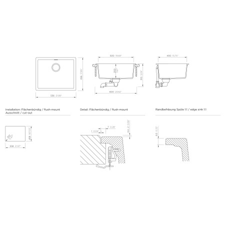 Kuchyňský dřez Schock Kaia N-100L Bronze, montáž do roviny