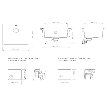 Kuchyňský dřez Schock Kaia N-100L Magma, spodní montáž
