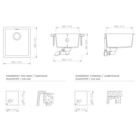 Kuchyňský dřez Schock Kaia N-100S Magma, horní montáž