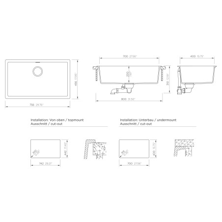 Kuchyňský dřez Schock Kaia N-100XL Berry, spodní montáž