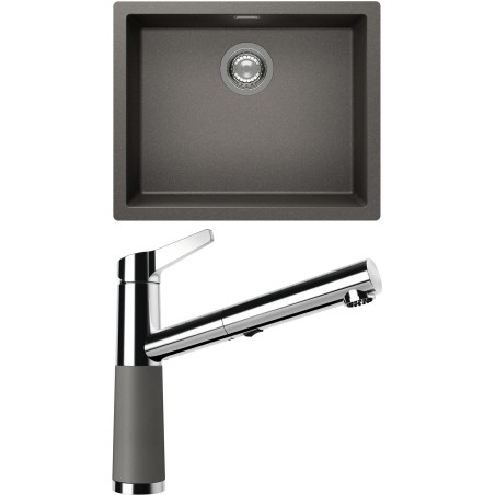 Set Schock S14-5 (dřez Kaia N-100L Silverstone + baterie SC-510.120 Silverstone)