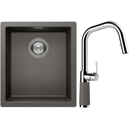 Set Schock S12-9 (dřez Kaia N-100S Silverstone + baterie SC-530.120 Silverstone)