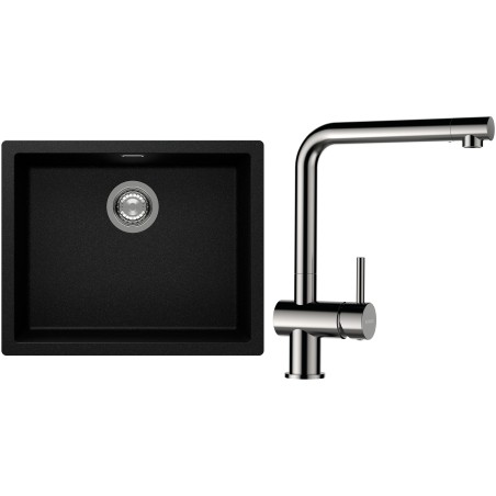 Set Schock S14-3 (dřez Kaia N-100L Magma + baterie Epos Nerezový vzhled)