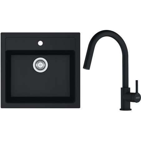 Set Franke T130Č (dřez SID 610 Černá + baterie FC 6051.901 LINA Matná černá)
