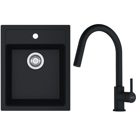 Set Franke T129Č (dřez SID 610-40 Černá + baterie FC 6051.901 LINA Matná černá)