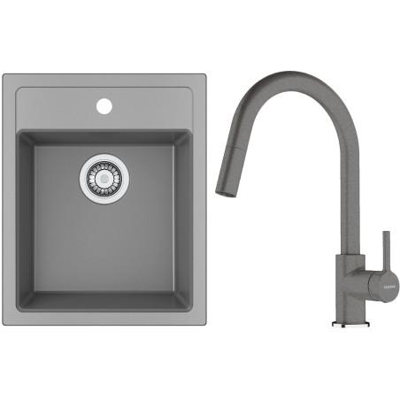 Set Franke T129Š (dřez SID 610-40 Šedá + baterie FC 6051.084 LINA Šedý kámen)