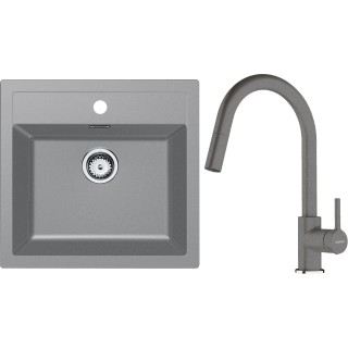 Set Franke T130Š (dřez SID 610 Šedá + baterie FC 6051.084 LINA Šedý kámen)