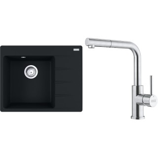 Set Franke G284MČ (dřez CNG 611-62 TL/2 Matná černá + baterie FC 6986.501 SMART GLENDA Celonerez)