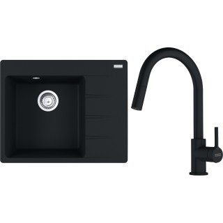 Set Franke G286MČ (dřez CNG 611-62 TL/2 Matná černá + baterie FC 6051.901 LINA Matná černá)