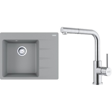 Set Franke G284ŠK (dřez CNG 611-62 TL/2 Šedý kámen + baterie FC 6986.501 SMART GLENDA Celonerez)