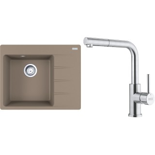 Set Franke G284KA (dřez CNG 611-62 TL/2 Kašmír + baterie FC 6986.501 SMART GLENDA Celonerez)